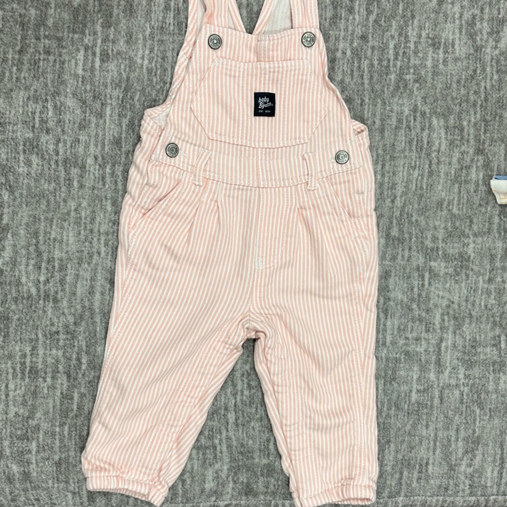 Pink Striped Kids Overalls
